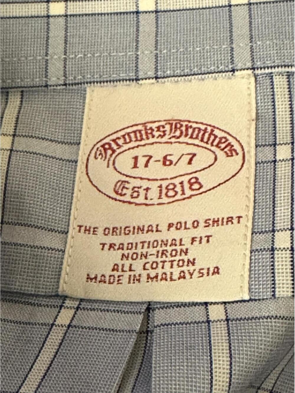 Brooks Brothers Original Polo Shirt blue white cotton button-down shirt 17-6/7 - Picture 8 of 8